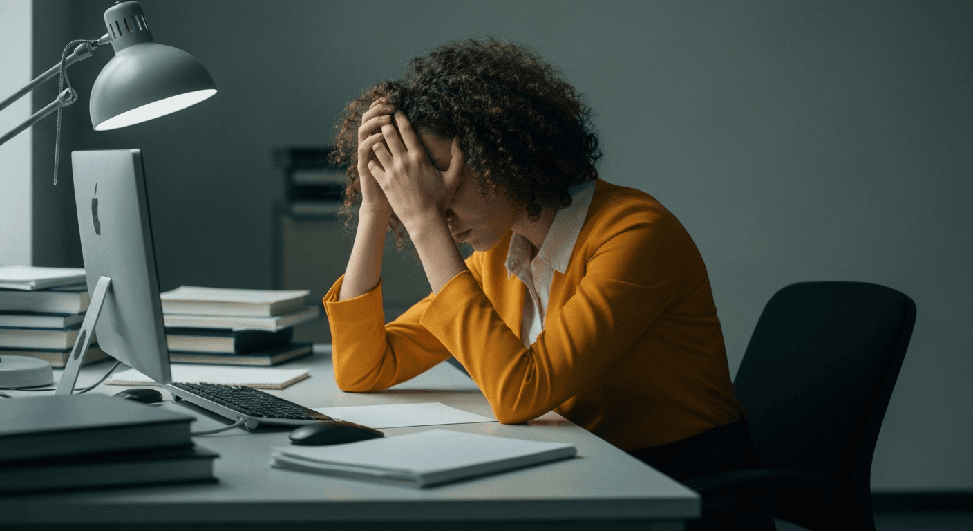 A person looking exhausted, representing the 3pm crash and emotional fatigue.